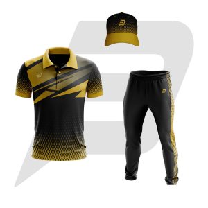 Custom Cricket Uniform Black with Yellow Panel Design