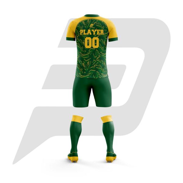 Custom Soccer Uniform Green Yellow Pattern Sublimation Design