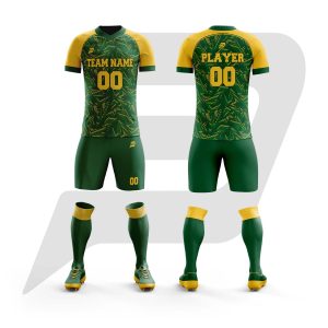 Custom Soccer Uniform Green Yellow Pattern Sublimation Design