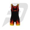 Custom Wrestling Singlet Black Fire Flame Design