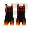 Custom Wrestling Singlet Black Fire Flame Design