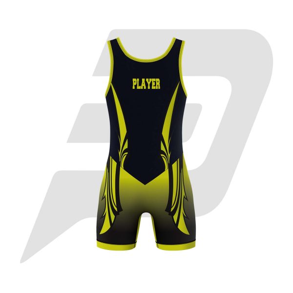 Custom Wrestling Singlet Uniform Black Body Green Design