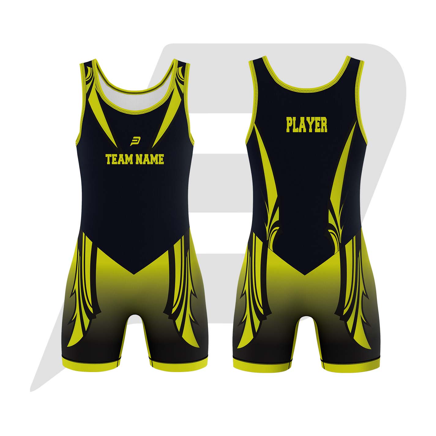 Custom Wrestling Singlet Uniform Black Body Green Design