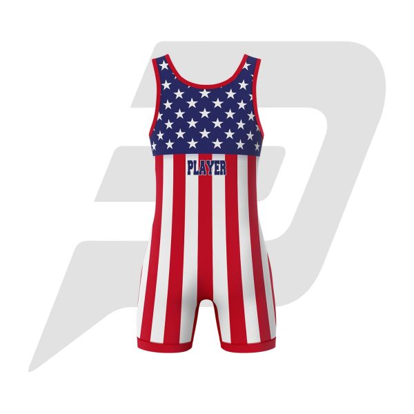 Custom Wrestling Uniform Singlet American Flag Design