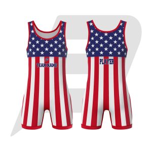 Custom Wrestling Uniform Singlet American Flag Design