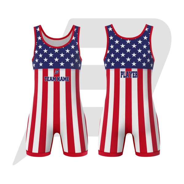 Custom Wrestling Uniform Singlet American Flag Design