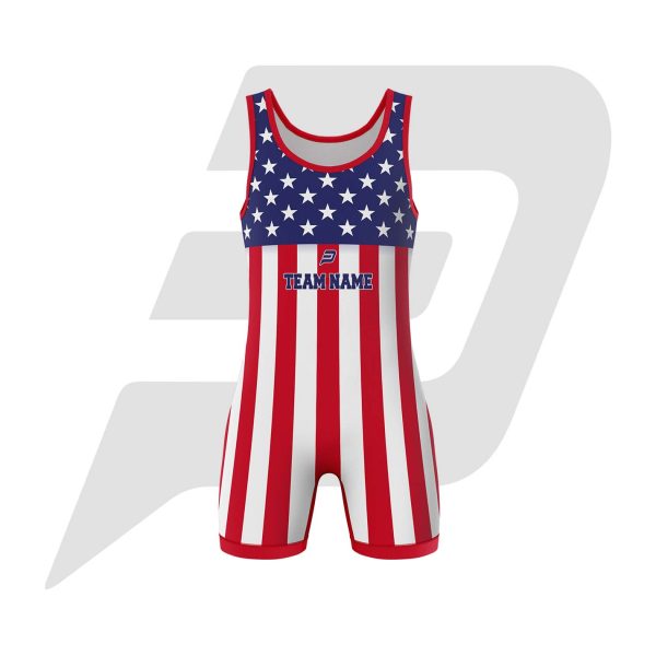 Custom Wrestling Uniform Singlet American Flag Design
