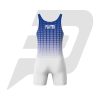 Custom Wrestling Uniform Singlet White & Blue Box Pattern Design