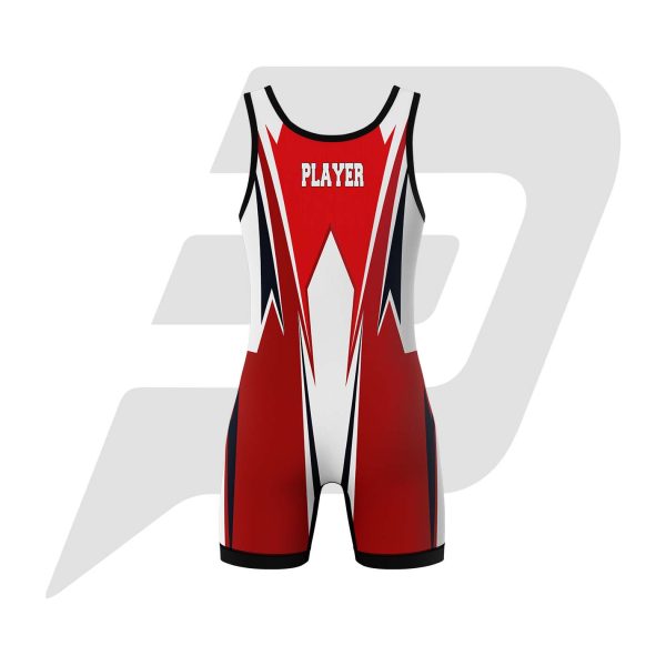 Custom Wrestling Uniform Singlet White Body Red & Black Design