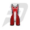 Custom Wrestling Uniform Singlet White Body Red & Black Design