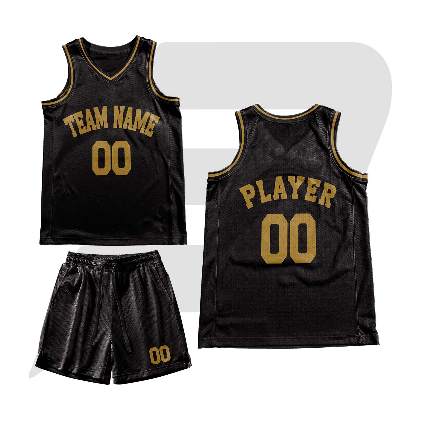 Custom Basketball Throwback Uniform Black With Golden Text Color Plain