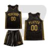 Custom Basketball Throwback Uniform Black Golden Pinstripes & Text with Golden Black Border