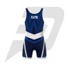 Custom Wrestling Uniform Singlet Blue Body With Sublimation Pattern Design