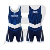 Custom Wrestling Uniform Singlet Blue Body With Sublimation Pattern Design