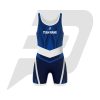Custom Wrestling Uniform Singlet Blue Body With Sublimation Pattern Design