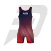 Custom Wrestling Singlet Red Blue Line Pattern Design