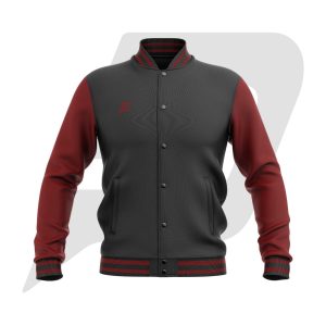 Custom Bomber Varsity Jacket Black Body & Red Sleeves with custom Logo