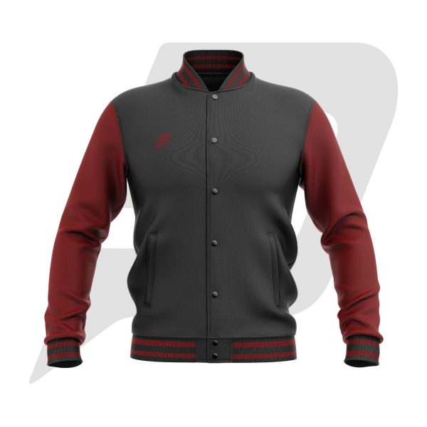Custom Bomber Varsity Jacket Black Body & Red Sleeves with custom Logo