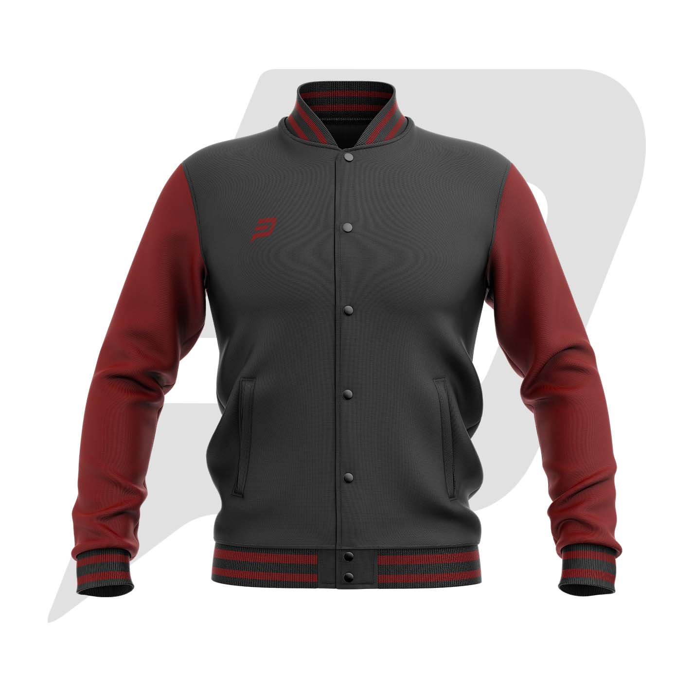 Custom Bomber Varsity Jacket Black Body & Red Sleeves with custom Logo