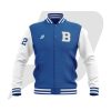Custom Bomber Varsity Jacket Blue Body & White Sleeves with custom Logo, Letter & Player/ Team Name