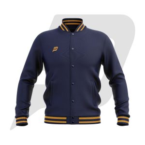 Custom Bomber Varsity Jacket Blue Body with custom Logo