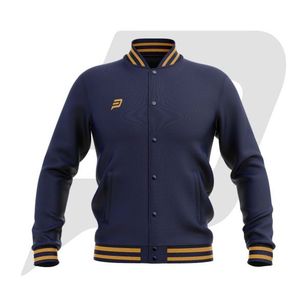 Custom Bomber Varsity Jacket Blue Body with custom Logo
