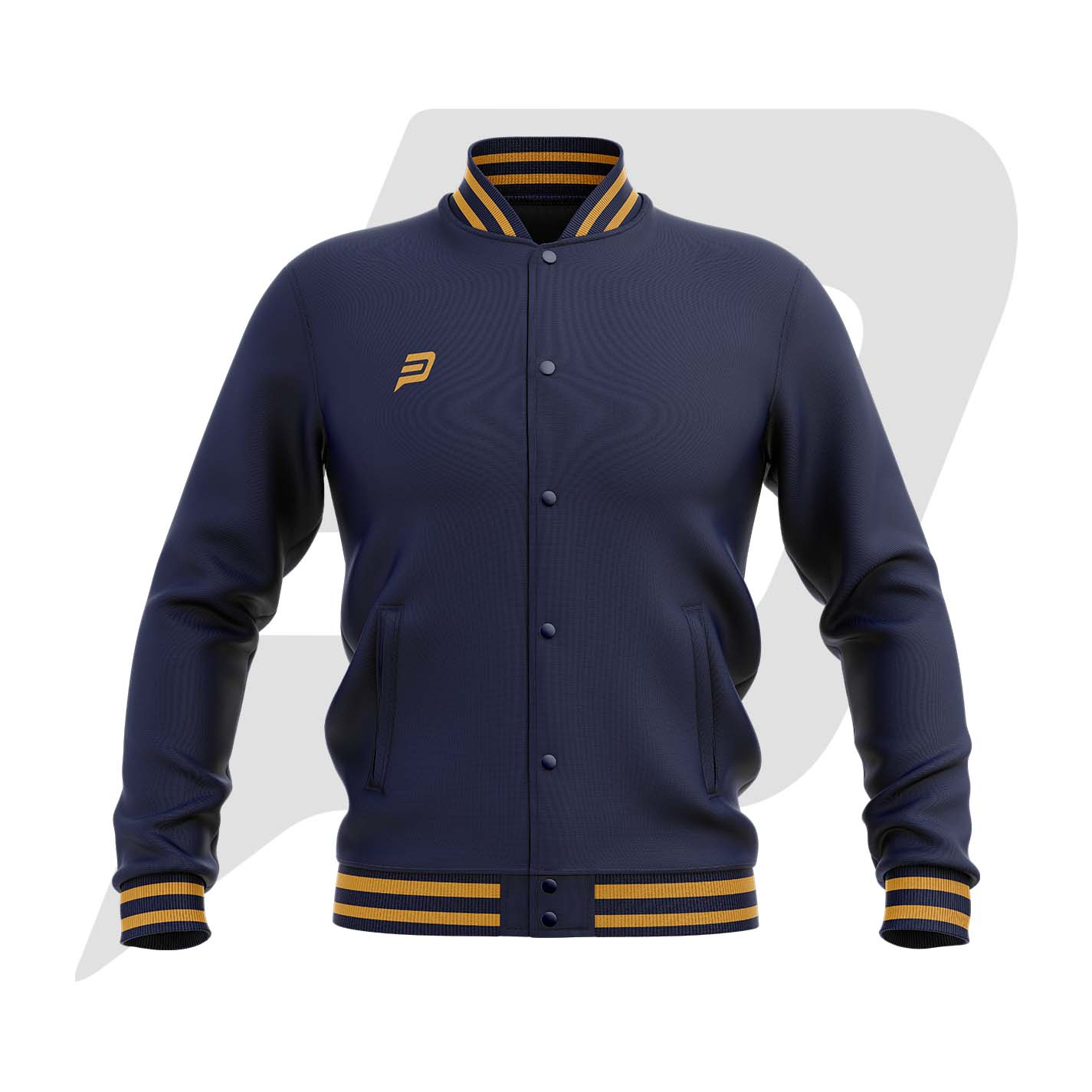 Custom Bomber Varsity Jacket Blue Body with custom Logo