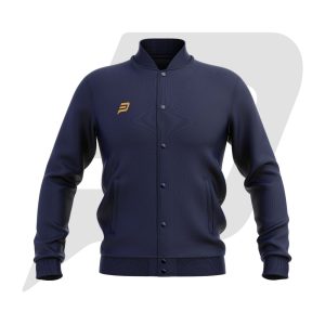 Custom Bomber Varsity Jacket Blue Body with custom Logo