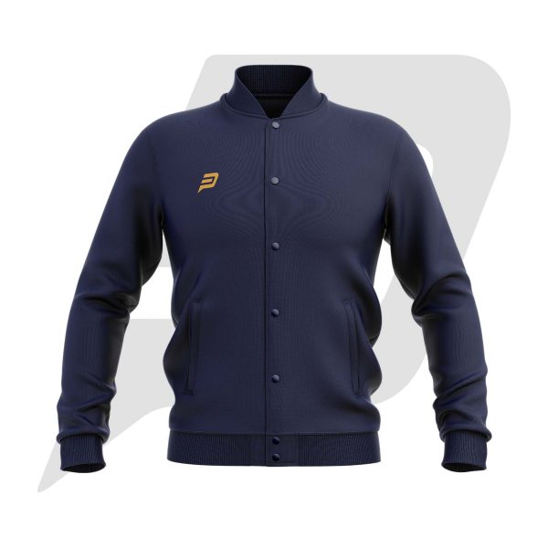 Custom Bomber Varsity Jacket Blue Body with custom Logo
