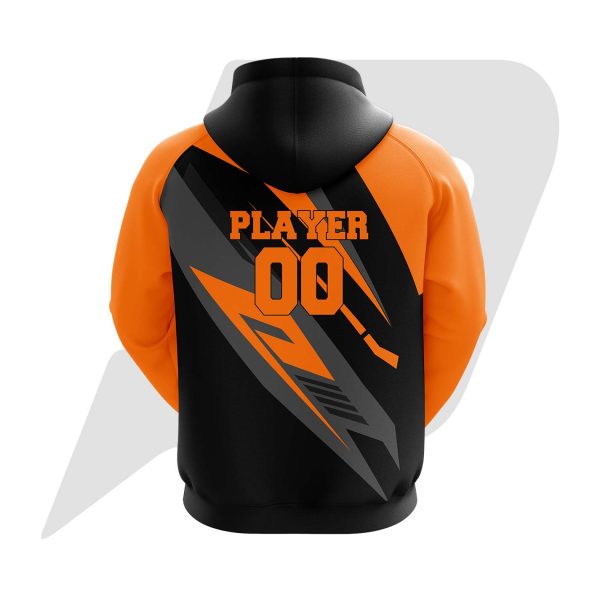 Custom Hoodie Black Body Orange Sleeves Abstract Design