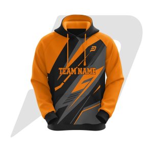 Custom Hoodie Black Body Orange Sleeves Abstract Design