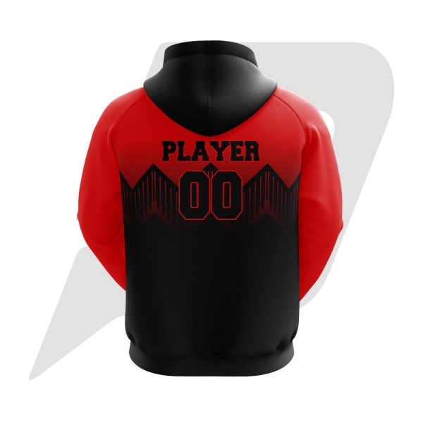 Custom Hoodie Black Body Red Sleeves With Sublimation Design
