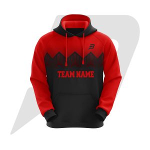 Custom Hoodie Black Body Red Sleeves With Sublimation Design