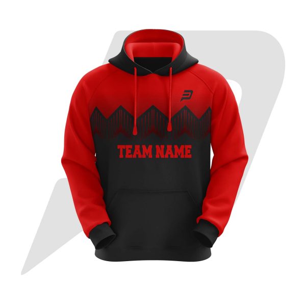 Custom Hoodie Black Body Red Sleeves With Sublimation Design