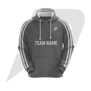 Custom Hoodie Grey Body With White Stripes Design