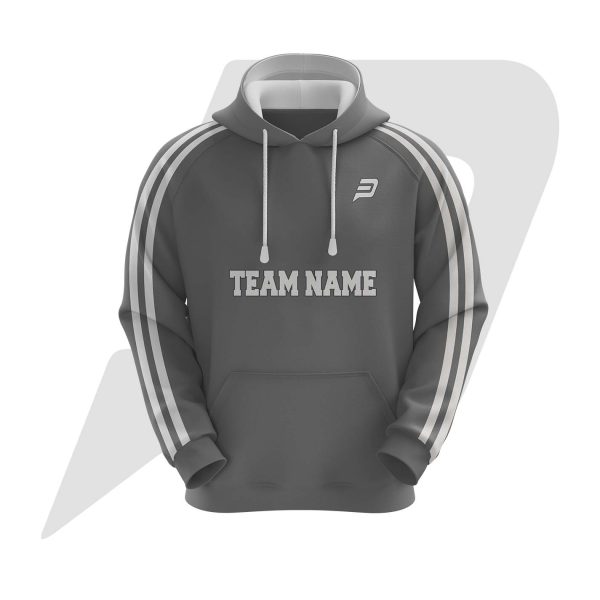 Custom Hoodie Grey Body With White Stripes Design