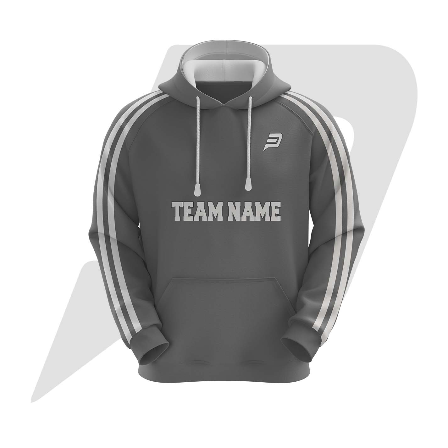 Custom Hoodie Grey Body With White Stripes Design