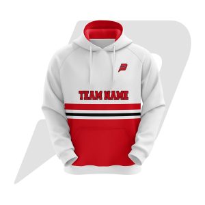 Custom Hoodie White Body with Red Black Stripes Design