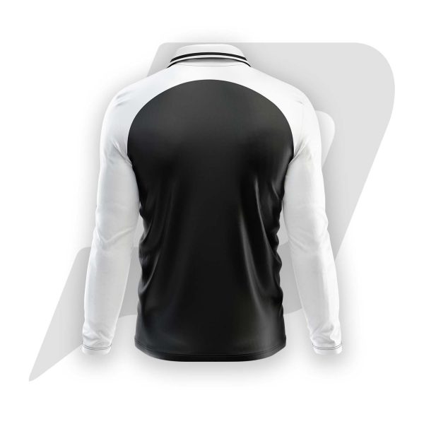 Custom Polo T Shirt Black Body White Full Sleeve with Black Stripe