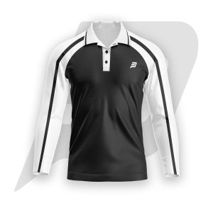 Custom Polo T Shirt Black Body White Full Sleeve with Black Stripe