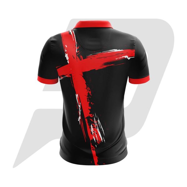 Custom Polo T-Shirt Half Sleeves Black Body with Red & White Design