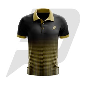 Custom Polo T-Shirt Black & Golden Half Tone Design