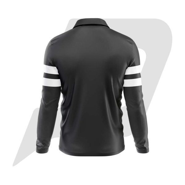 Custom Polo T Shirt Full Sleeves Black with White Stripes