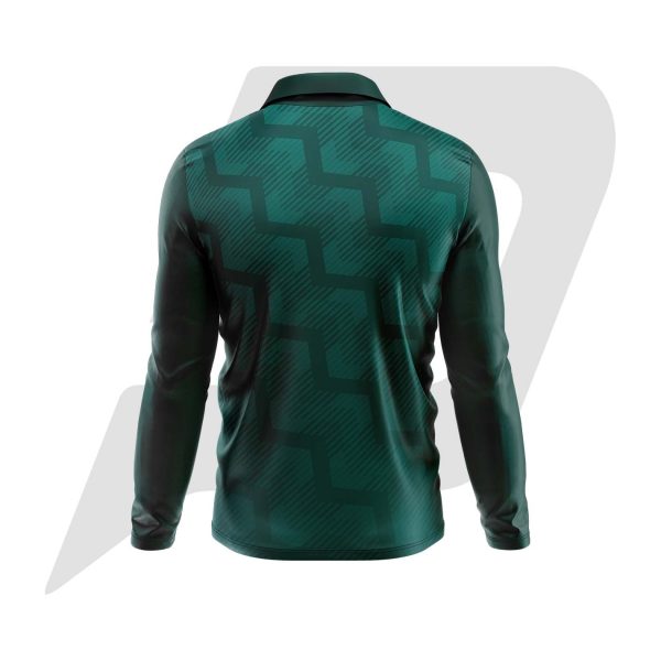 Custom Polo T Shirt Full Sleeves Sea Green Body With Sublimation Design