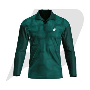Custom Polo T Shirt Full Sleeves Sea Green Body With Sublimation Design