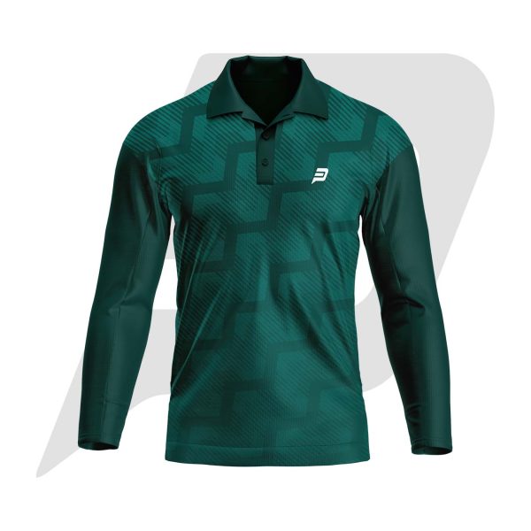 Custom Polo T Shirt Full Sleeves Sea Green Body With Sublimation Design
