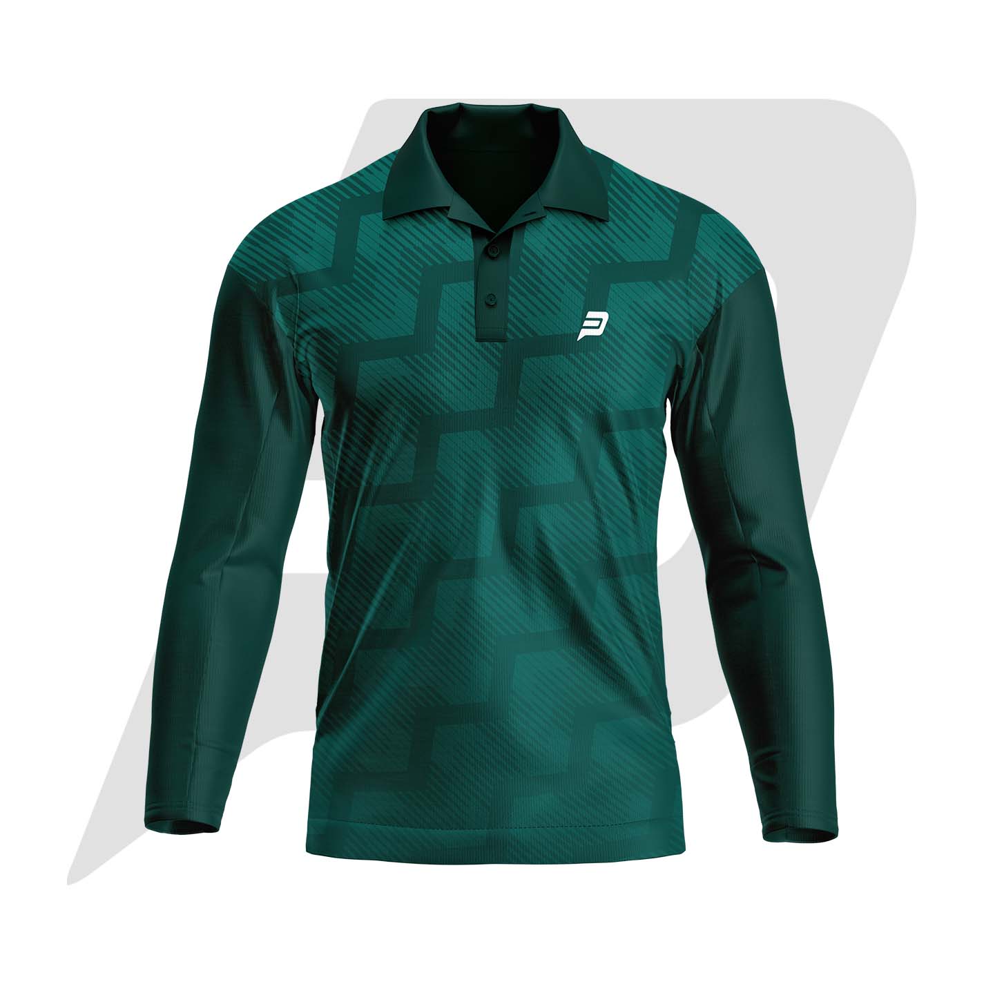 Custom Polo T Shirt Full Sleeves Sea Green Body With Sublimation Design