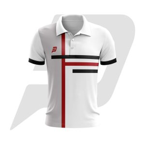 Custom Polo T-Shirt Grey Side Panel with Red & Black Lines