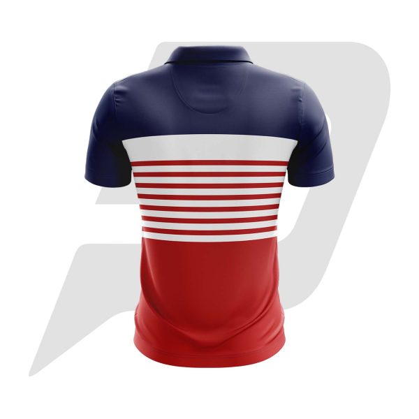 Custom Polo T-Shirt Red Blue & White Lines