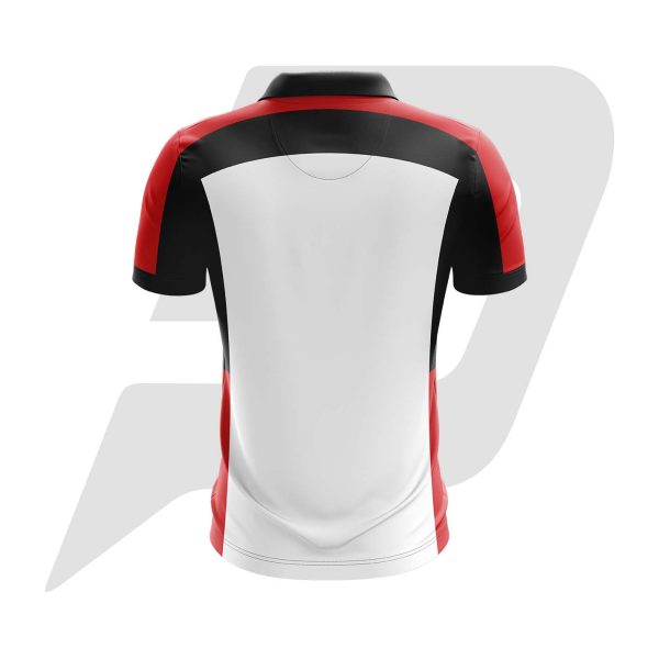 Custom Polo T-Shirt White Body with Red & Black Design